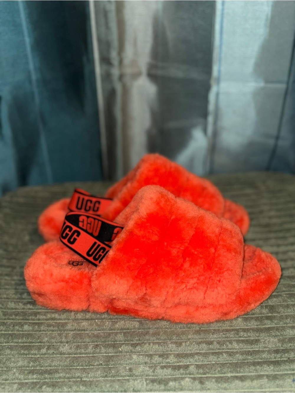 UGG Fluff Yeah Slide - Vibrant Orange Faux Fur Slippers